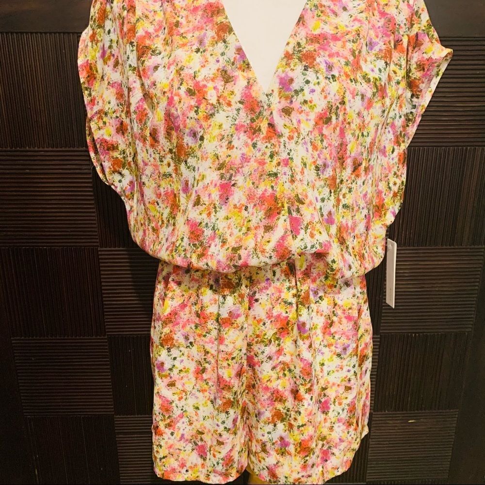 Aqua Brand watercolor floral romper NWT